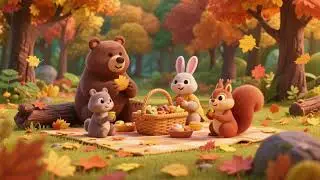 Little Jungle Friends Picnic in Fall | Autumn Animal Song for Kids | Nursery Rhymes & Baby Songs