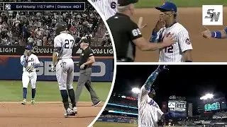 Stanton CLEARS BENCHES chirping at Lindor on HR trot, Lindor responds hitting 3RD HOME RUN of NIGHT!