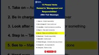 Common 'Management and Responsibility' Phrasal Verbs Used In Business Situations