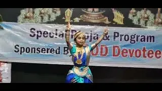 Small girl  south indian on song dance stage while special pooja program by DoD in Ayyappa temple.