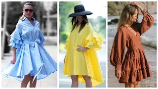 Beautiful ruffled-cocktail skater dresses with balloon sleeves ideas