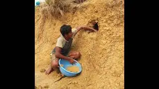 Wow Amazing Hand Fishing Dry Place Sand Hill Underground River Monster