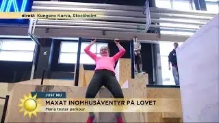 Maria testar parkour för nybörjare - Nyhetsmorgon (TV4)