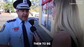 Police try to stop Lauren Southern from walking past Lakemba Mosque