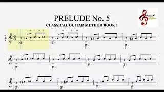 PRELUDE No. 5  Hal Leonard Classical Guitar Book 1 (  Guitar Notes and TABS )