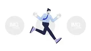 Smiling businessman running energetically with open arms 2D character animation