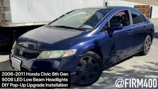 2006 - 2011 HONDA CIVIC 9006 LED HEADLIGHTS UPGRADE INSTALLATION VIDEO DIY