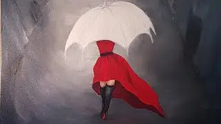 Painting Lady in Red with Umberella [Hyperlapse]