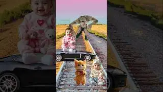 Pink colour Cute cat & baby vs bigfoot & train driver tom #shorts #funny #cartoon