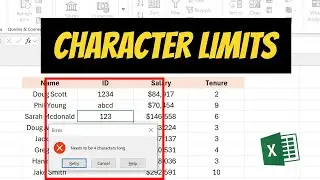 Как установить ограничение на количество символов в Excel