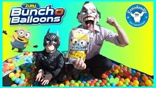 Batman Joker Prank Water Balloon Fight! Minion Bunch O Balloons Water Balloons Canadoodle Toy