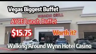 Biggest Buffet, Lunch Buffet $15.75, Worth it? Walking Around Wynn Hotel Casino.