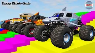 Monster Truck Transport on Triple Flatbed Trailer – BeamNG Monster Beasts #235