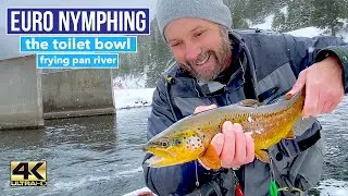 EURO NYMPHING THE TOILET BOWL ... at the Frying Pan River...Basalt Colorado (Winter 4k fly fishing)
