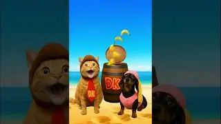 FunnyPets #Cosplay #viral Donkey Kong & Dixie en Banana Party 🍌😂