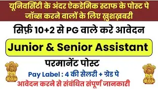 Permanent Junior Assistant Vacancy 2026 | Senior Assistant Vacancy 2026 | Interview Syllabus 