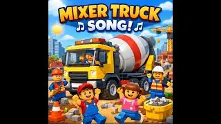 Mixer Truck Song 🚚🎵 | LEGO 3D Cartoon Animation for Kids | Construction Vehicle Song