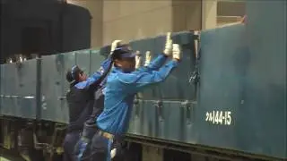 「クモル145」アオリ戸開閉・双頭連結器転換実演