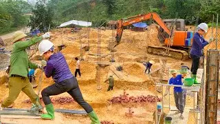Build a Solid Foundation For a $245,000 HOME - Use a Large Excavator To Help Level The Ground