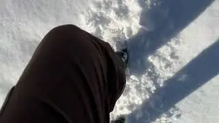 Walking through snow on the Long Mynd, Church Stretton, Shropshire 