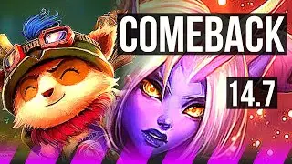 TEEMO & Zoe vs SORAKA & Caitlyn (SUP) | Comeback, 700+ games, Rank 11 Teemo | KR Grandmaster | 14.7