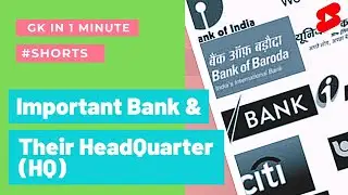 Important Banks 🏦🏦 & Their Headquarter ( HQ) || General Knowledge || Static Gk #Shorts AryanAptitude