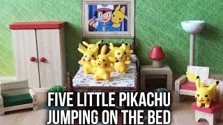 Five Little Pikachu Jumping on the Bed Nursery Song | Pokémon Jumping on the Bed
