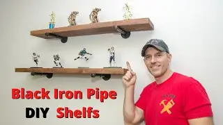 How to install a black Iron pipe shelf DIY step by step