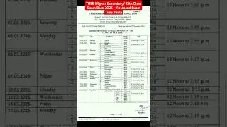 TBSE Higher Secondary/ 12th Class Exam Date 2025 &ndash; Released Exam Time Table #examtimetable #12th