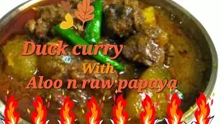 Duck curry with aloo and raw papaya....simple Duck curry recipe