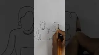 One Line Drawing Tutorial for a Working Husband and Wife | Simple Couple Art #oneline #drawing #art
