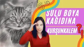 Sulu Boya Kağıdına Kurşunkalemle Gerçekçi Kedi Çizimi Yaptım!