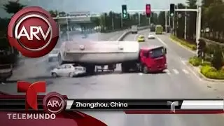 Fatal accidente de cami&oacute;n con cemento en China | Al Rojo Vivo | Telemundo