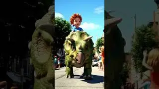 A boy is riding on a Dinosaur #viral #dinosaurride #shortvideos