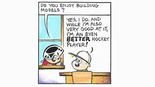 Model Car Builder Joins Hockey Team Funny Small Saves Goalie Comic Strip Cartoon (some animation)