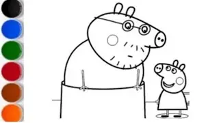 Dad peppa pig 🐖🌈❤️| step-by-step dady pig Drawing | colorful dady pig