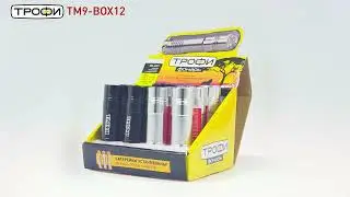 Светодиодный фонарь Трофи TM9-box12 ручной на батарейках промо-бокс 12шт алюминиевый
