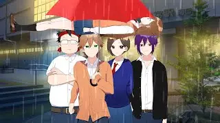 【アニメ】無理やり５人であいあい傘するやつ