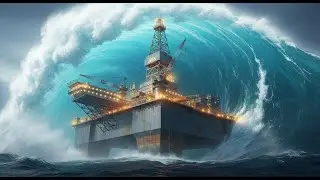 MONSTER WAVE Swallows Giant Self-Propelled Drilling Platform | Ultra Realistic (AI VFX)