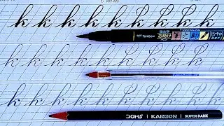 Cursive writing practice of small letter k by Brush Pen | Pencil | Ball Pen @calligraphy65