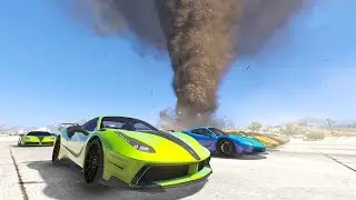 100 FERRARI'S VS TORNADO!!! (GTA 5 Natural Disasters Mods)