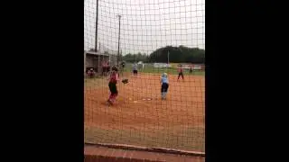 Fast pitch softball batter hit in the head.