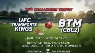 ​UFC Transports Kings vs BTM (CBL2) League Match | Cricket Institute of Chandigarh