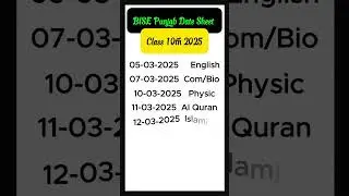 10th class date sheet 2025 Guess Paper 2025
