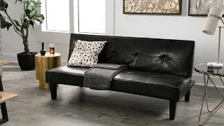 Bento Mini Tufted Vinyl Futon Sofa Bed by iNSPIRE Q Modern