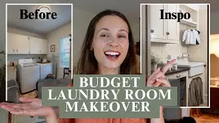 BUDGET LAUNDRY ROOM MAKEOVER | design plans, demo, DIY floating shelves