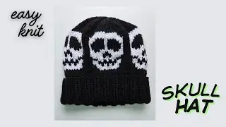 Knit Skull Hat Simple Tutorial - Keep your head warm for Halloween!