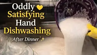 Oddly Satisfying Hand Dishwashing After Dinner 💛✨ #oddlysatisfying#handdishwashing#asmrcleaning