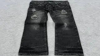 A must-have product! Y2K Washed Jeans Gothic Retro Micro Flared Double Waisted Lace Up Pants Men W