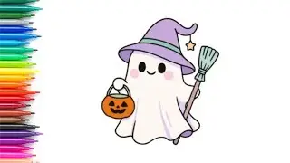 Easy Halloween Pumpkin Drawing painting & Colouring for kids #Toddlers #kids # Art